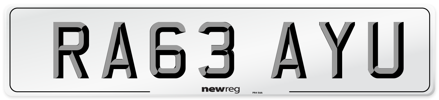 RA63 AYU Number Plate from New Reg